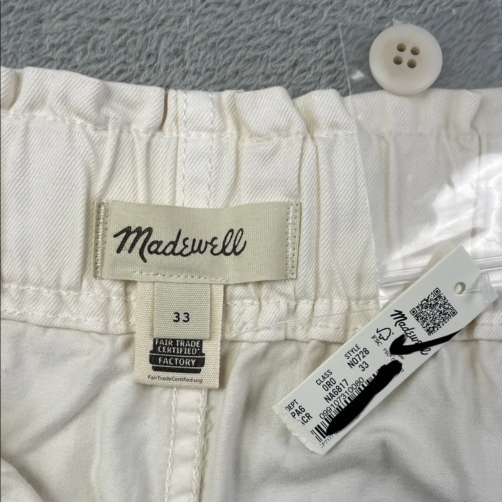 NEW Madewell 33 High Waist White Cream‎ Paperbag Shorts